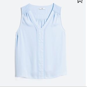 Q&A Franki Chiffon Trim Blouse from Stitch Fix, Size Large, Light Blue